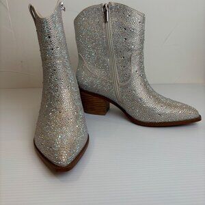 Itozer Cowgirl Ankle Rhinestone Pointed Western Boots (Women 7)
